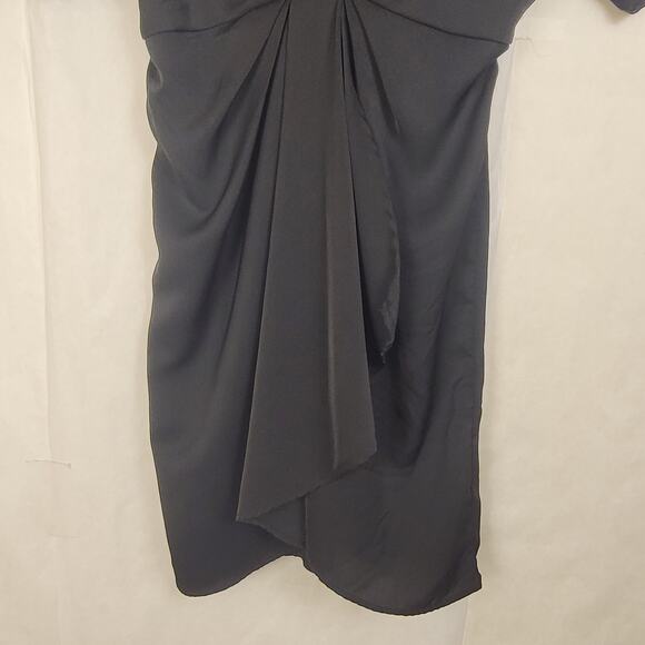 Skue black vneck wrap dress Size med LBD Party Cocktail Retro Figure Flattering - Picture 5 of 8